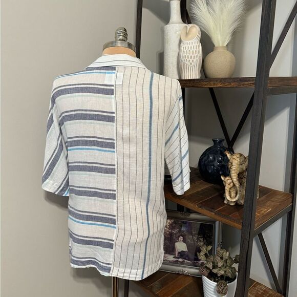 Rails Finley Shirt Mixed Agean Blue Stripe Linen Blend Women’s SIZE SMALL - Picture 5 of 14
